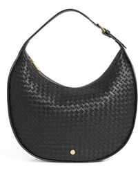 Harrods - Large Leather Woven Crescent Shoulder Bag - Lyst