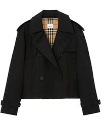 Burberry - Cropped Gabardine Trench Jacket - Lyst
