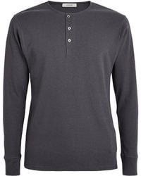 Lemaire - Cotton-Linen Rib-Knit Henley T-Shirt - Lyst