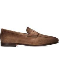 Santoni - Suede Carlos Penny Loafers - Lyst