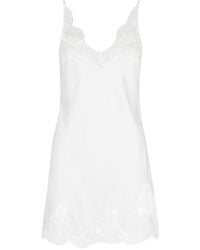 Carine Gilson Silk Lace Trim Camisole - White