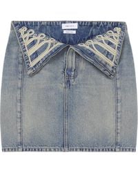 McQueen - Denim Fold-Over Mini Skirt - Lyst