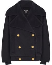 Balmain - Wool-Cashmere Pea Coat - Lyst