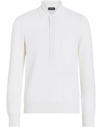 Zegna - Mélange Cotton-silk Polo Shirt - Lyst