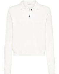 Brunello Cucinelli - Cotton Long-Sleeve Polo Shirt - Lyst