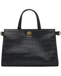 Burberry - Small Calfskin Croc-Embossed Cotswolds Tote Bag - Lyst