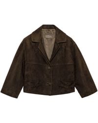 Prada - Lamb Suede Cropped Jacket - Lyst