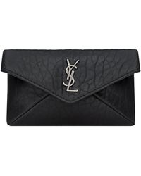 Saint Laurent - Monogram Crocodile Effect Envelope Card Holder - Lyst
