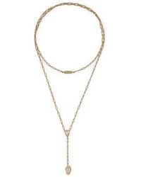 McQueen - Pavé Skull Chain Necklace - Lyst