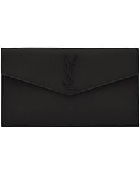 Uptown leather clutch bag Saint Laurent Black in Leather - 31402762