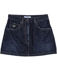 Prada - Denim Mini Skirt - Lyst