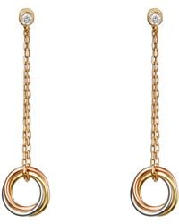 Cartier Trinity De Diamond Drop Earrings - Metallic