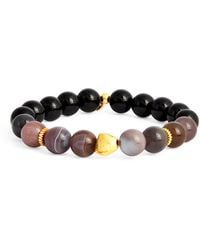 Tateossian - Botswana Agate And-Plated Beaded Bracelet - Lyst