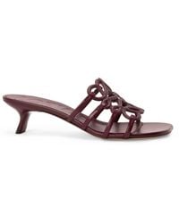 Loewe - Leather Petal Anagram Heeled Mules 45 - Lyst