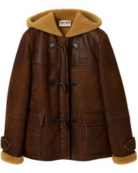 Miu Miu - Lambskin Logo Duffle Coat - Lyst