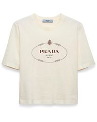 Prada - Cotton Savoy Logo T-Shirt - Lyst
