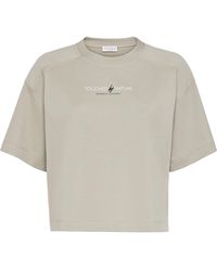 Brunello Cucinelli - Lightweight Jersey Cropped Nature T-shirt - Lyst