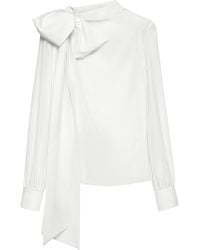 McQueen - Silk Bow-Shoulder Blouse - Lyst