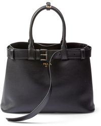 Prada - Large Leather Buckle Tote Bag - Lyst