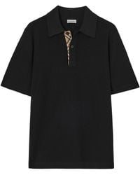 Burberry - Wool Check-Detail Polo Shirt - Lyst