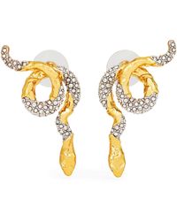 Alexis - Gold-plated Pavé Serpent Crawler Earrings - Lyst