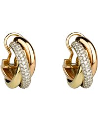 Cartier - White, Yellow, Rose Gold And Diamond Trinity Hoop Earrings - Lyst
