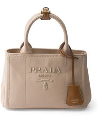 Prada - Small Canvas Jardinière Top-Handle Bag - Lyst