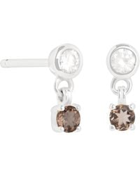 Astrid & Miyu - Rhodium-Plated Charm Stud Earrings - Lyst