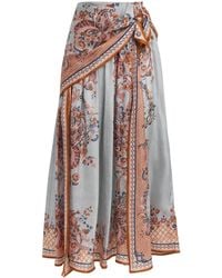 Zimmermann - Silk Printed Aster Midi Skirt - Lyst