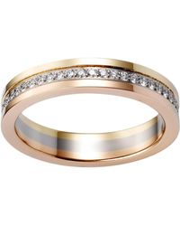 Cartier - Rose, White, Yellow Gold And Diamond Vendôme Louis Wedding Band - Lyst
