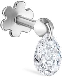 Maria Tash - Floating Pear Diamond Charm Threaded Stud Earring - Lyst