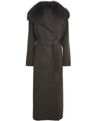 Yves Salomon - Fur-Trim Double-Breasted Coat - Lyst