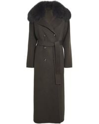 Yves Salomon - Fur-Trim Double-Breasted Coat - Lyst