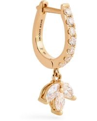 Jacquie Aiche - Yellow Gold And Diamond Blossom Drop Single Huggie Hoop Earring - Lyst