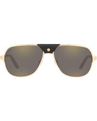 Cartier - Gold Frame Pilot Sunglasses - Lyst