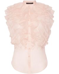 Max Mara - Silk Ruffled Blouse - Lyst