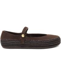 Loewe - X Paula's Ibiza Suede-Raffia Rio Mary Janes - Lyst