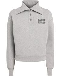 Sandro - Cotton-Blend Embroidered Sweater - Lyst