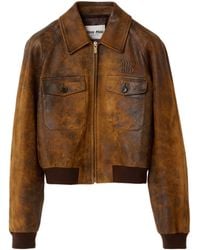 Miu Miu - Waxed Suede Leather Jacket - Lyst