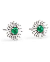 Suzanne Kalan - Diamond And Emerald One Of A Kind Flower Earrings - Lyst