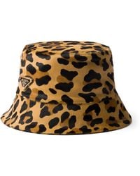 Prada - Leopard Print Leather Bucket Hat - Lyst