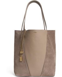 Chloé - Medium Leather-Suede Spin Tote Bag - Lyst