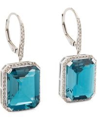 SHAY - White Gold, Diamond And Topaz Portrait Drop Earrings - Lyst
