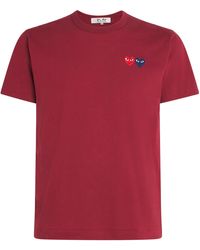 COMME DES GARÇONS PLAY - Embroidered Double-Heart T-Shirt - Lyst
