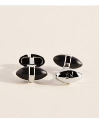 Babette Wasserman - Rhodium-Plated Onyx Sleek Bullet Cufflinks - Lyst