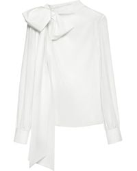 McQueen - Silk Bow-Shoulder Blouse - Lyst