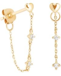 Astrid & Miyu - And Topaz Heart Chain Earrings - Lyst