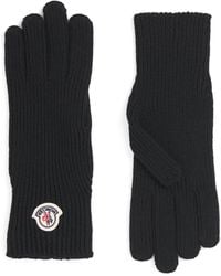 Moncler - Wool Logo Gloves - Lyst