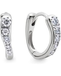 Monica Vinader - Sterling And Diamond Riva Huggie Earrings - Lyst