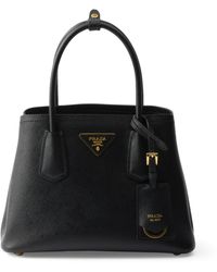 Prada - Small Saffiano Leather Double Top-Handle Bag - Lyst